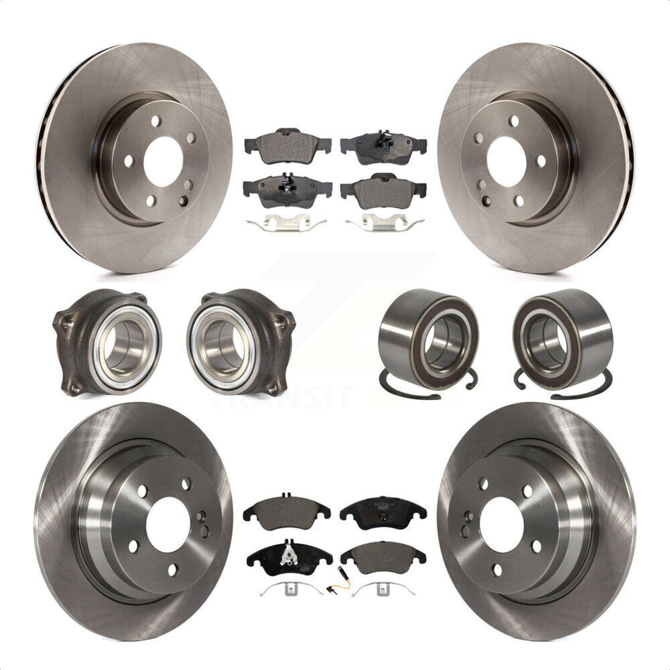 Front Rear Wheel Hub Bearings Assembly Disc Brake Rotors And Ceramic Pads Kit (10Pc) For 2014-2016 Mercedes-Benz E250 AWD With 322mm Diameter Rotor KBB-107137 by Transit Auto