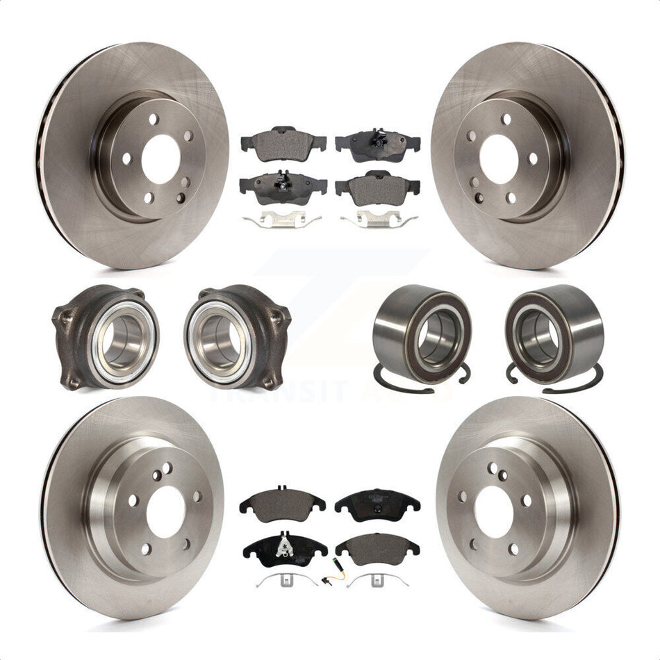 Front Rear Wheel Hub Bearings Assembly Disc Brake Rotors And Ceramic Pads Kit (10Pc) For Mercedes-Benz E350 E400 With 322mm Diameter Rotor KBB-107138 by Transit Auto