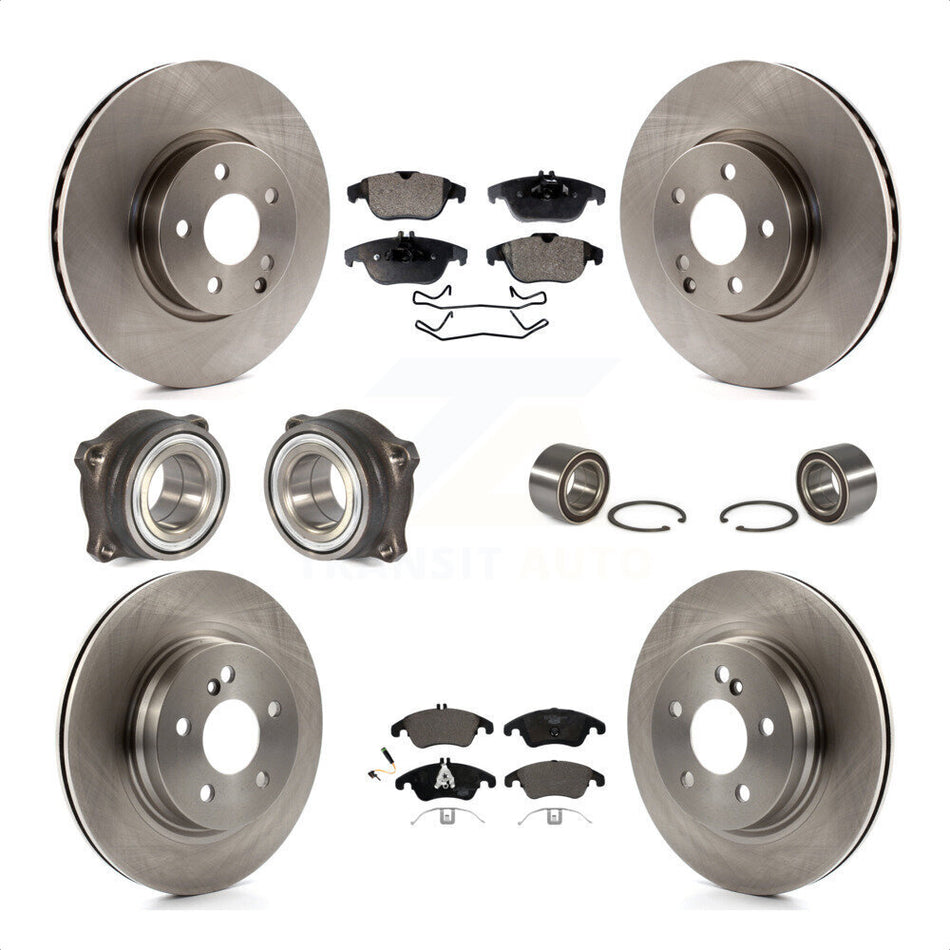 Front Rear Wheel Hub Bearings Assembly Disc Brake Rotors And Ceramic Pads Kit (10Pc) For Mercedes-Benz E350 With 322mm Diameter Rotor KBB-107139 by Transit Auto