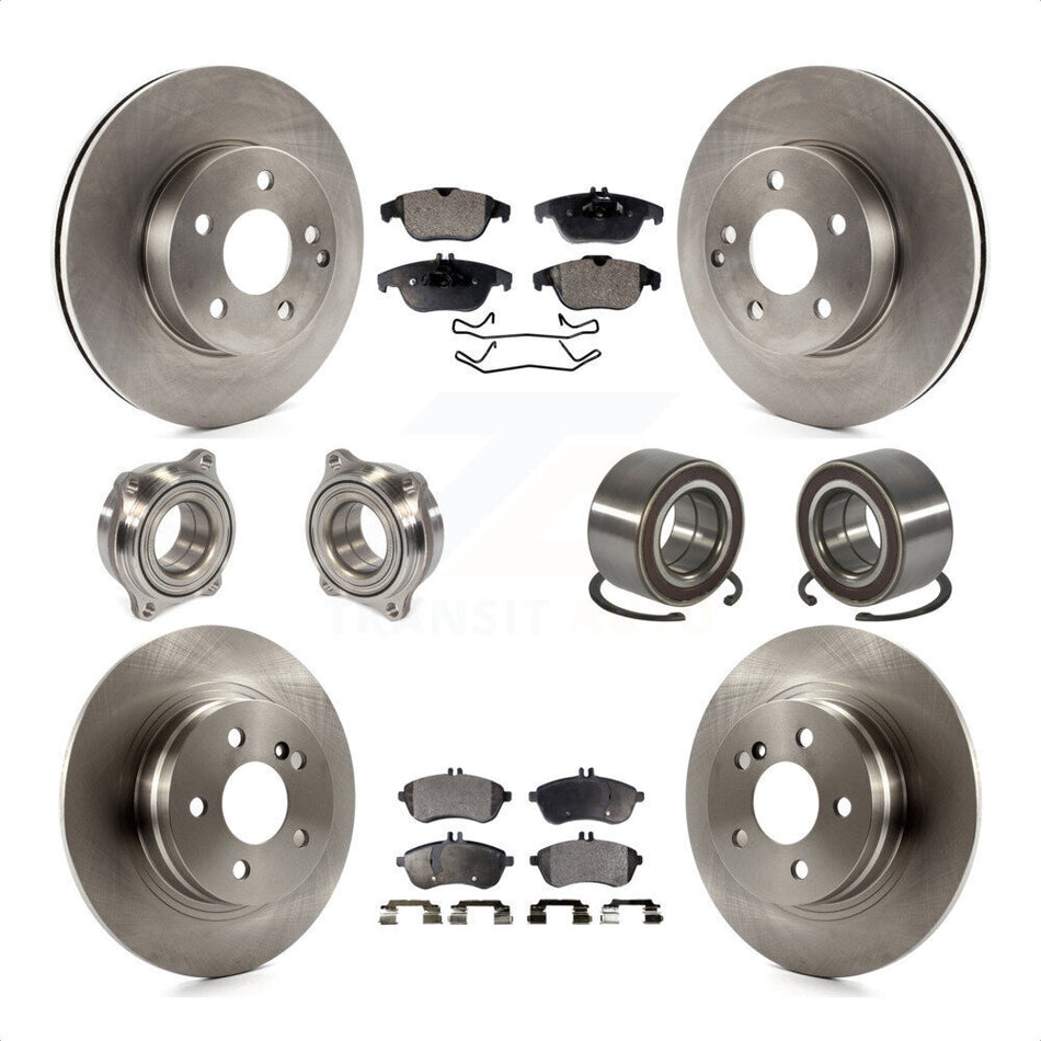 Front Rear Wheel Hub Bearings Assembly Disc Brake Rotors And Ceramic Pads Kit (10Pc) For Mercedes-Benz C300 KBB-107140 by Transit Auto