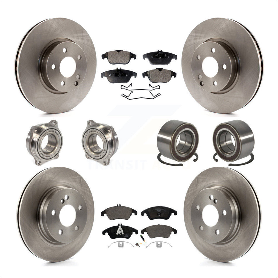 Front Rear Wheel Hub Bearings Assembly Disc Brake Rotors And Ceramic Pads Kit (10Pc) For Mercedes-Benz C300 C350 KBB-107142 by Transit Auto