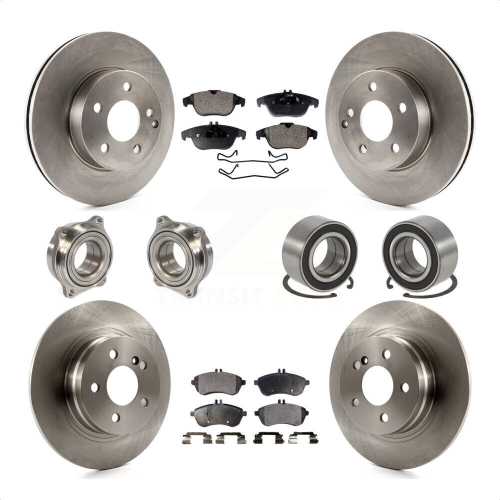 Front Rear Wheel Hub Bearings Assembly Disc Brake Rotors And Ceramic Pads Kit (10Pc) For 2010-2010 Mercedes-Benz C300 C250 AWD KBB-107143 by Transit Auto