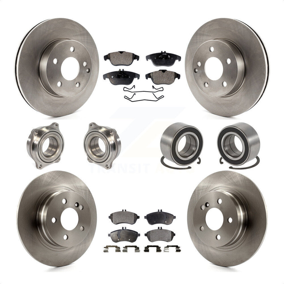 Front Rear Wheel Hub Bearings Assembly Disc Brake Rotors And Ceramic Pads Kit (10Pc) For 2010-2010 Mercedes-Benz C300 C250 AWD KBB-107143 by Transit Auto