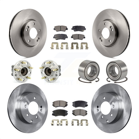 Front Rear Wheel Hub Bearings Assembly Disc Brake Rotors And Ceramic Pads Kit (10Pc) For 2010 Hyundai Sonata 3.3L KBB-107160 by Transit Auto