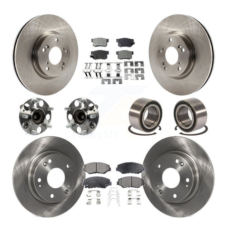 Front Rear Wheel Hub Bearings Assembly Disc Brake Rotors And Ceramic Pads Kit (10Pc) For Honda Civic KBB-107183 by Transit Auto