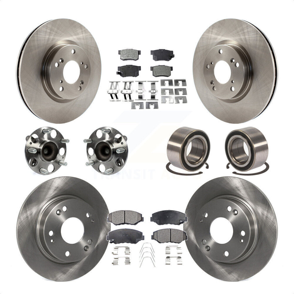 Front Rear Wheel Hub Bearings Assembly Disc Brake Rotors And Ceramic Pads Kit (10Pc) For Honda Civic KBB-107183 by Transit Auto