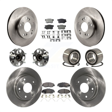 Front Rear Wheel Hub Bearings Assembly Disc Brake Rotors And Ceramic Pads Kit (10Pc) For 2012 Honda Civic LX Vehicles Manufactured In Canada KBB-107184 by Transit Auto