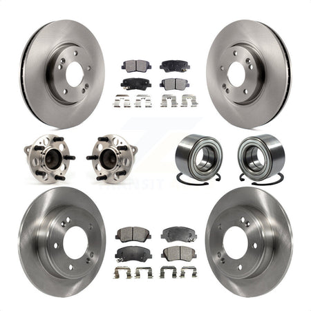 Front Rear Wheel Hub Bearings Assembly Disc Brake Rotors And Ceramic Pads Kit (10Pc) For 2015 Hyundai Veloster Tech RE FLEX SE KBB-107198 by Transit Auto