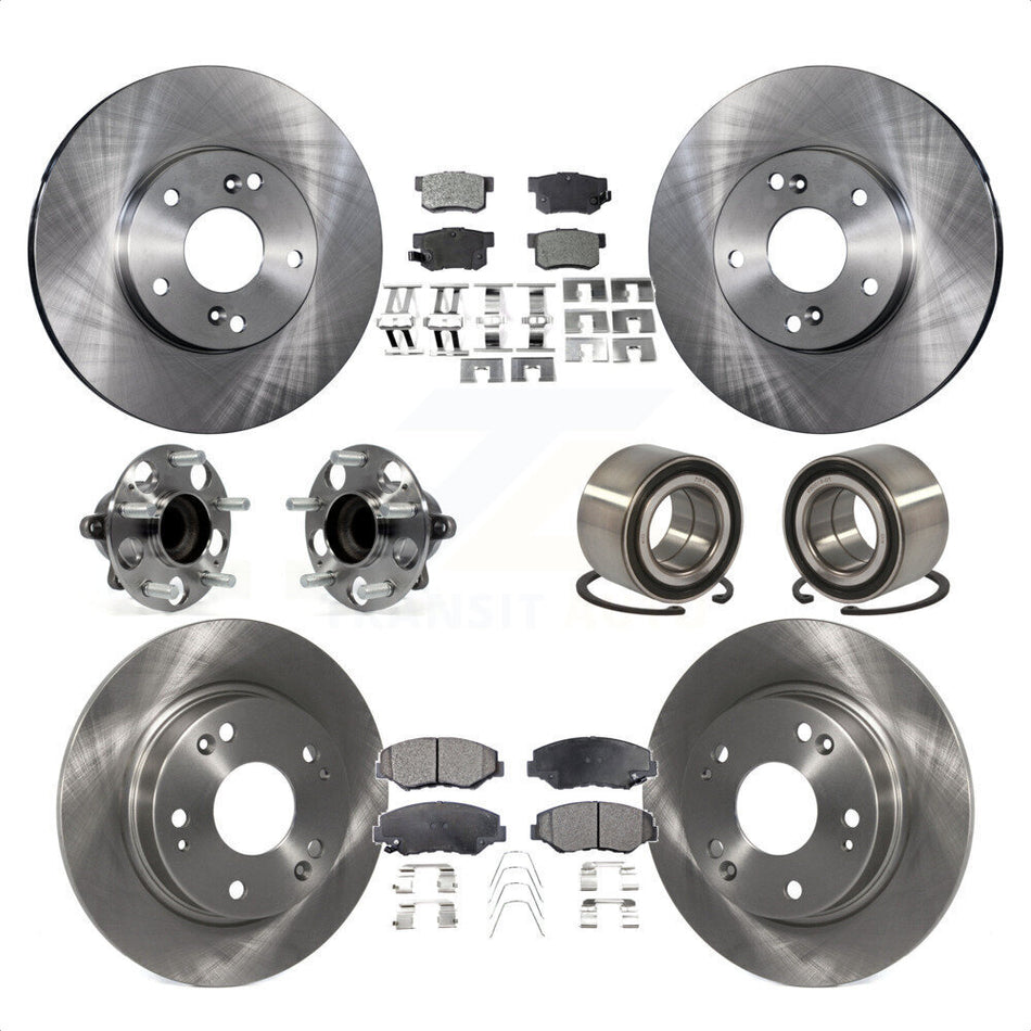 Front Rear Wheel Hub Bearings Assembly Disc Brake Rotors And Ceramic Pads Kit (10Pc) For Honda Civic KBB-107219 by Transit Auto
