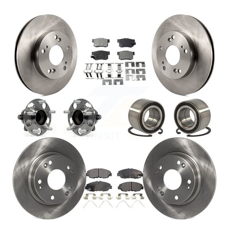 Front Rear Wheel Hub Bearings Assembly Disc Brake Rotors And Ceramic Pads Kit (10Pc) For 2013-2014 Honda Civic LX with Manual transmission KBB-107220 by Transit Auto