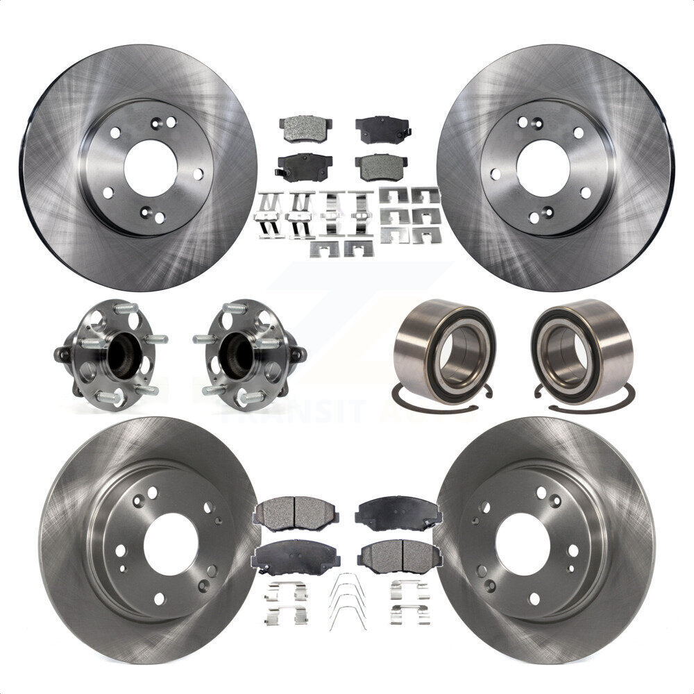 Front Rear Wheel Hub Bearings Assembly Disc Brake Rotors And Ceramic Pads Kit (10Pc) For 2015 Acura ILX 2.0L KBB-107221 by Transit Auto