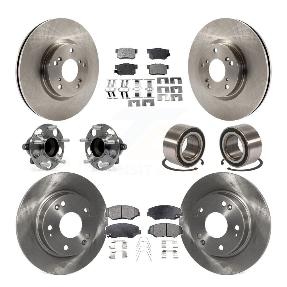 Front Rear Wheel Hub Bearings Assembly Disc Brake Rotors And Ceramic Pads Kit (10Pc) For 2013-2015 Acura ILX 2.4L KBB-107222 by Transit Auto