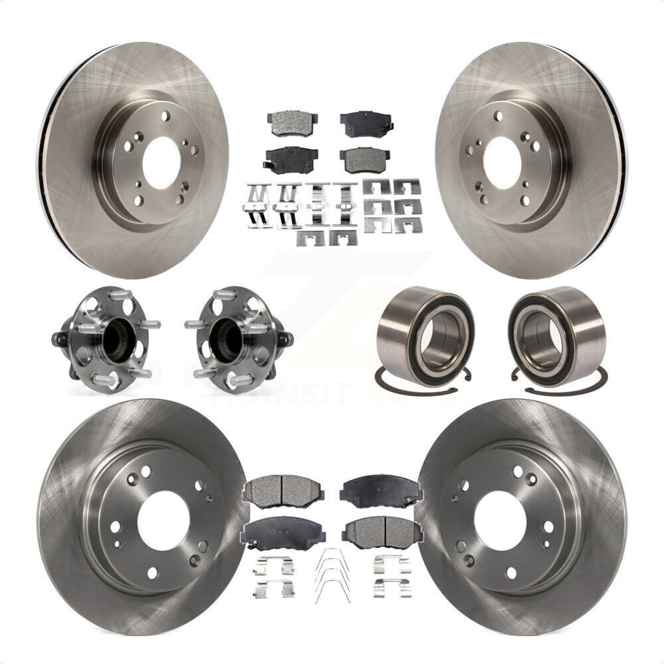 Front Rear Wheel Hub Bearings Assembly Disc Brake Rotors And Ceramic Pads Kit (10Pc) For 2013-2015 Acura ILX 2.4L KBB-107222 by Transit Auto