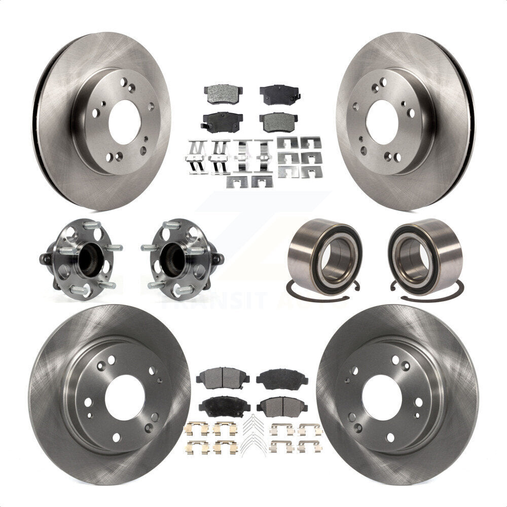 Front Rear Wheel Hub Bearings Assembly Disc Brake Rotors And Ceramic Pads Kit (10Pc) For 2015 Acura ILX 1.5L KBB-107223 by Transit Auto