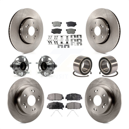 Front Rear Wheel Hub Bearings Assembly Disc Brake Rotors And Ceramic Pads Kit (10Pc) For 2016 Acura ILX KBB-107225 by Transit Auto