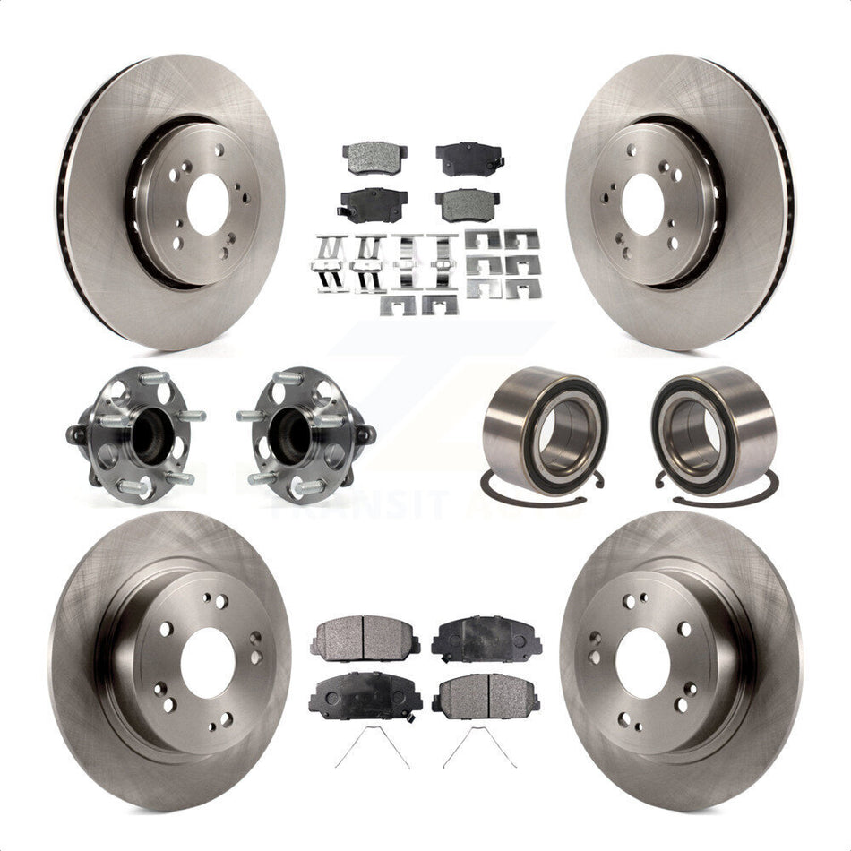 Front Rear Wheel Hub Bearings Assembly Disc Brake Rotors And Ceramic Pads Kit (10Pc) For 2016 Acura ILX KBB-107225 by Transit Auto