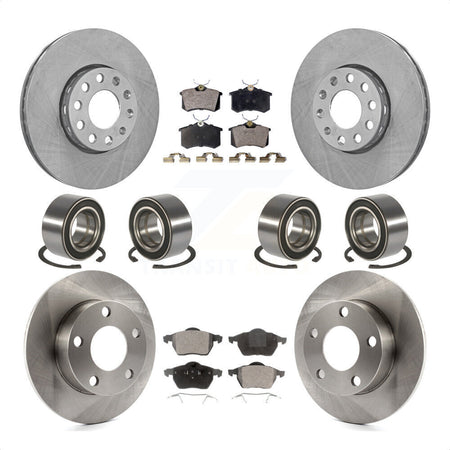 Front Rear Wheel Bearings Disc Brake Rotors And Ceramic Pads Kit (10Pc) For 2000 Volkswagen Passat 2.8L with Naturally Aspirated KBB-107259 by Transit Auto
