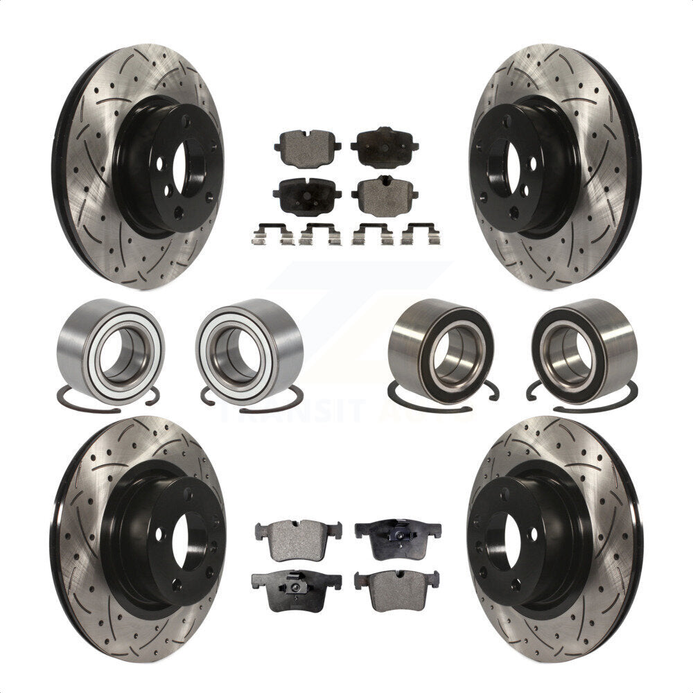 Front Rear Wheel Bearings Coated Disc Brake Rotors And Semi-Metallic Pads Kit (10Pc) For 2012 BMW X3 From 10 11 KBB-107422 by Transit Auto