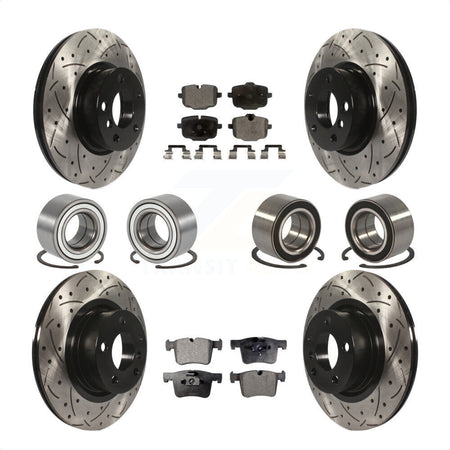 Front Rear Wheel Bearings Coated Disc Brake Rotors And Semi-Metallic Pads Kit (10Pc) For 2012 BMW X3 From 10 11 KBB-107422 by Transit Auto