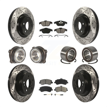 Front Rear Wheel Hub Bearings Assembly Coated Disc Brake Rotors And Semi-Metallic Pads Kit (10Pc) For Mercedes-Benz GLK350 GLK250 KBB-107459 by Transit Auto