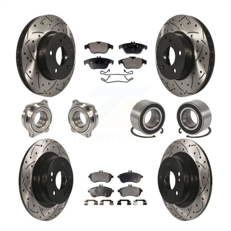 Front Rear Wheel Hub Bearings Assembly Coated Disc Brake Rotors And Ceramic Pads Kit (10Pc) For 2010-2010 Mercedes-Benz C300 C250 AWD KBB-107555 by Transit Auto