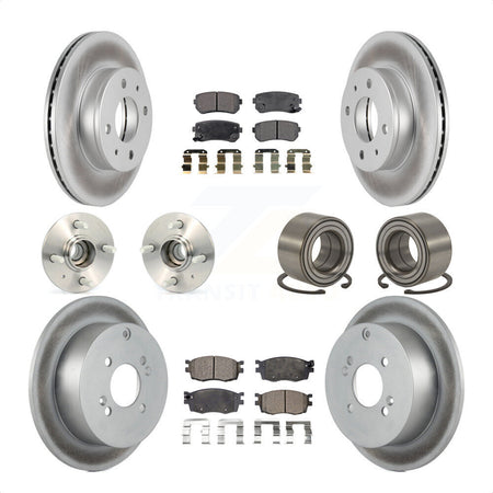 Front Rear Wheel Hub Bearings Assembly Coated Disc Brake Rotors And Semi-Metallic Pads Kit (10Pc) For 2006 Hyundai Accent Hatchback with Non-ABS KBB-107656 by Transit Auto