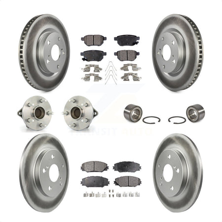 Front Rear Wheel Hub Bearings Assembly Coated Disc Brake Rotors And Semi-Metallic Pads Kit (10Pc) For 2017-2018 Toyota Corolla iM KBB-107775 by Transit Auto