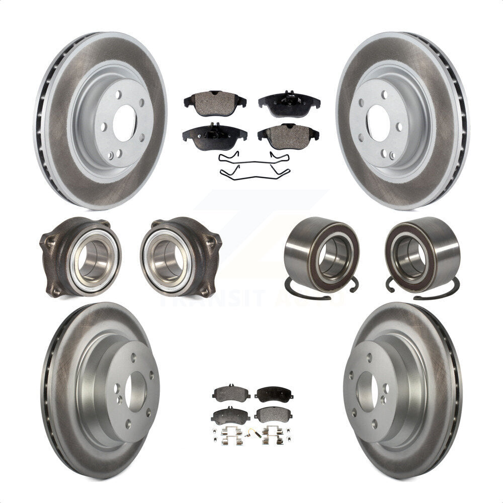 Front Rear Wheel Hub Bearings Assembly Coated Disc Brake Rotors And Semi-Metallic Pads Kit (10Pc) For Mercedes-Benz GLK350 GLK250 KBB-107790 by Transit Auto