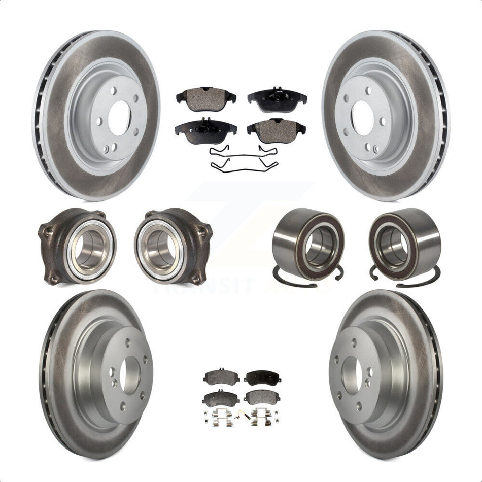 Front Rear Wheel Hub Bearings Assembly Coated Disc Brake Rotors And Semi-Metallic Pads Kit (10Pc) For Mercedes-Benz GLK350 GLK250 KBB-107790 by Transit Auto