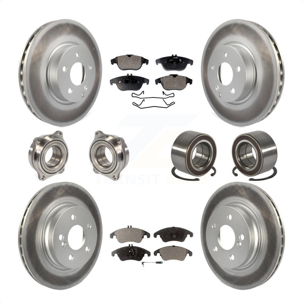 Front Rear Wheel Hub Bearings Assembly Coated Disc Brake Rotors And Semi-Metallic Pads Kit (10Pc) For Mercedes-Benz C300 C350 KBB-107798 by Transit Auto