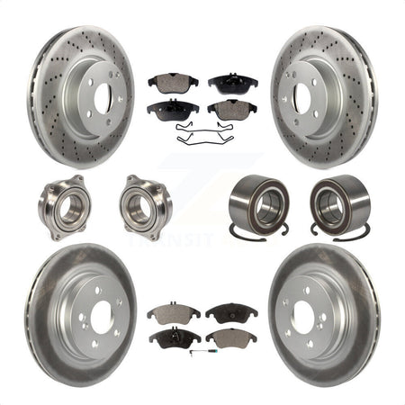 Front Rear Wheel Hub Bearings Assembly Coated Disc Brake Rotors And Semi-Metallic Pads Kit (10Pc) For Mercedes-Benz C300 C350 KBB-107800 by Transit Auto