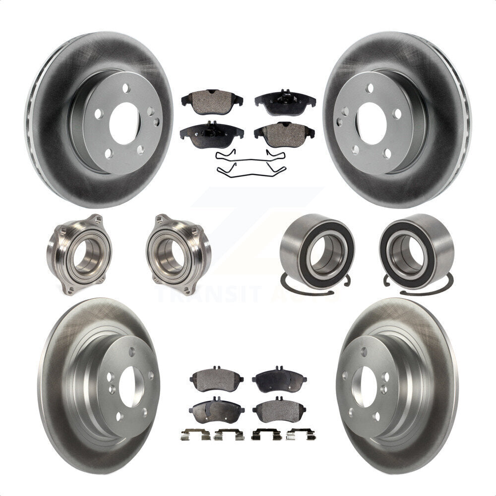 Front Rear Wheel Hub Bearings Assembly Coated Disc Brake Rotors And Semi-Metallic Pads Kit (10Pc) For 2010-2010 Mercedes-Benz C300 C250 AWD KBB-107801 by Transit Auto