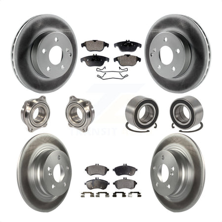 Front Rear Wheel Hub Bearings Assembly Coated Disc Brake Rotors And Semi-Metallic Pads Kit (10Pc) For 2010-2010 Mercedes-Benz C300 C250 AWD KBB-107801 by Transit Auto