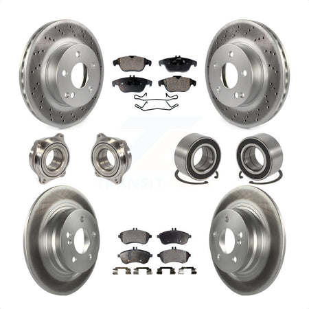 Front Rear Wheel Hub Bearings Assembly Coated Disc Brake Rotors And Semi-Metallic Pads Kit (10Pc) For 2010-2010 Mercedes-Benz C300 C250 AWD KBB-107802 by Transit Auto
