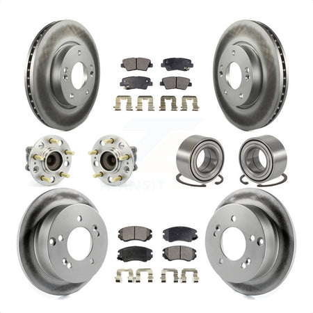 Front Rear Wheel Hub Bearings Assembly Coated Disc Brake Rotors And Semi-Metallic Pads Kit (10Pc) For 2010 Hyundai Sonata 2.4L KBB-107814 by Transit Auto