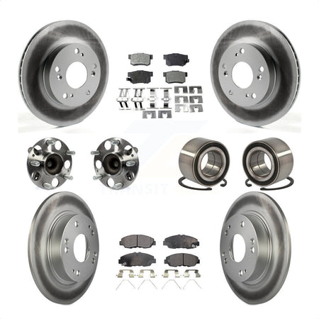 Front Rear Wheel Hub Bearings Assembly Coated Disc Brake Rotors And Semi-Metallic Pads Kit (10Pc) For 2012 Honda Civic LX Vehicles Manufactured In Canada KBB-107843 by Transit Auto