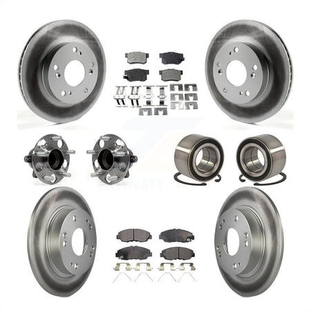 Front Rear Wheel Hub Bearings Assembly Coated Disc Brake Rotors And Semi-Metallic Pads Kit (10Pc) For 2013-2014 Honda Civic LX with Manual transmission KBB-107878 by Transit Auto
