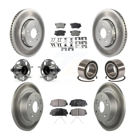 Front Rear Wheel Hub Bearings Assembly Coated Disc Brake Rotors And Semi-Metallic Pads Kit (10Pc) For 2016 Acura ILX KBB-107883 by Transit Auto