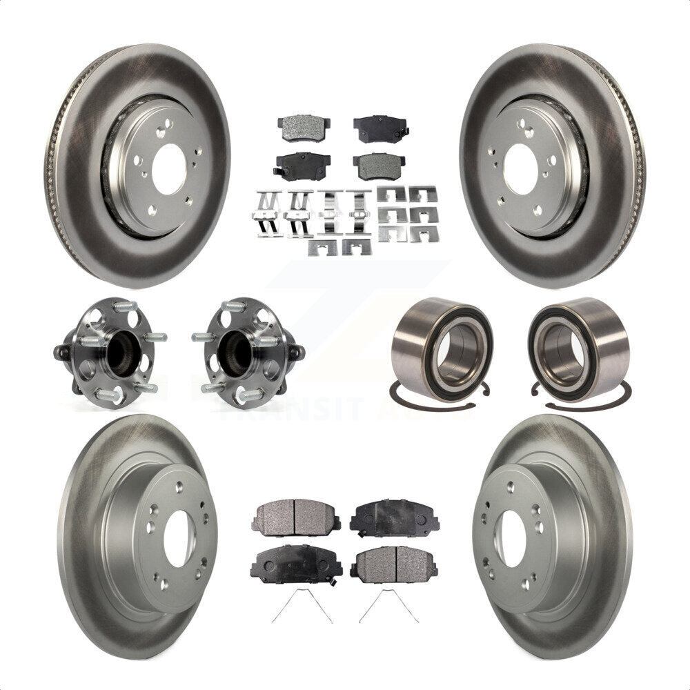 Front Rear Wheel Hub Bearings Assembly Coated Disc Brake Rotors And Semi-Metallic Pads Kit (10Pc) For 2017-2018 Acura ILX KBB-107884 by Transit Auto