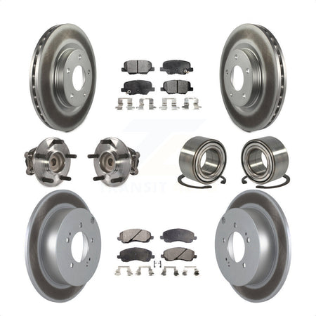 Front Rear Wheel Hub Bearings Assembly Coated Disc Brake Rotors And Semi-Metallic Pads Kit (10Pc) For 2013 Mitsubishi Outlander FWD with 3.0L KBB-107892 by Transit Auto