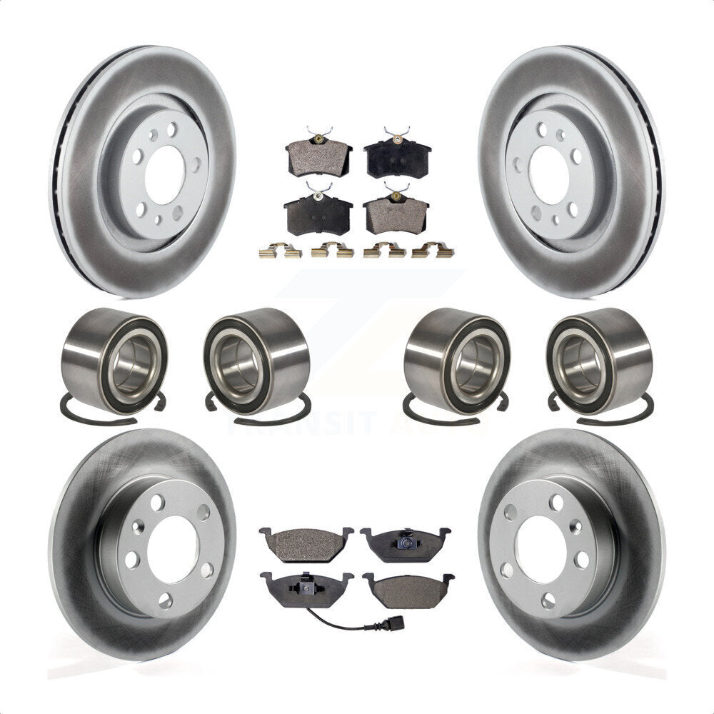 Front Rear Wheel Bearings Coated Disc Brake Rotors And Semi-Metallic Pads Kit (10Pc) For 2004 Volkswagen Golf 2.0L 1.9L KBB-107905 by Transit Auto