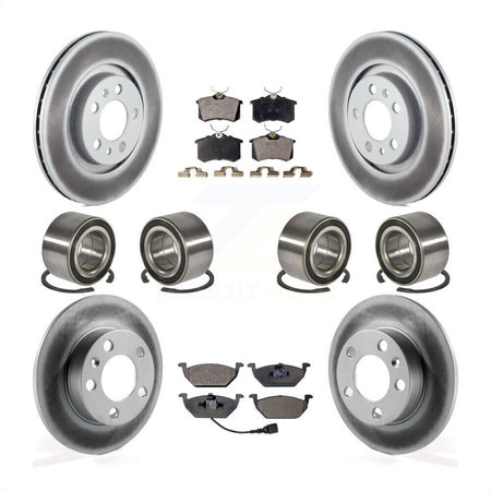 Front Rear Wheel Bearings Coated Disc Brake Rotors And Semi-Metallic Pads Kit (10Pc) For 2004 Volkswagen Golf 2.0L 1.9L KBB-107905 by Transit Auto