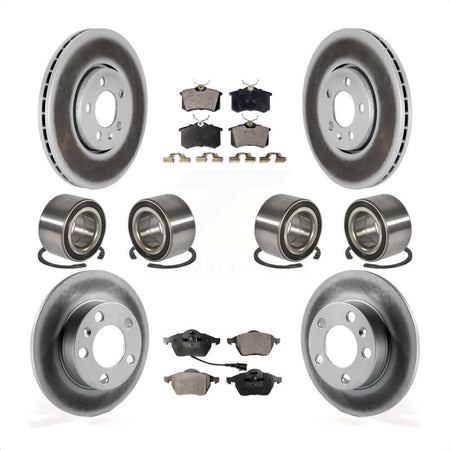 Front Rear Wheel Bearings Coated Disc Brake Rotors And Semi-Metallic Pads Kit (10Pc) For 2004 Volkswagen Golf 2.8L 1.8L KBB-107906 by Transit Auto