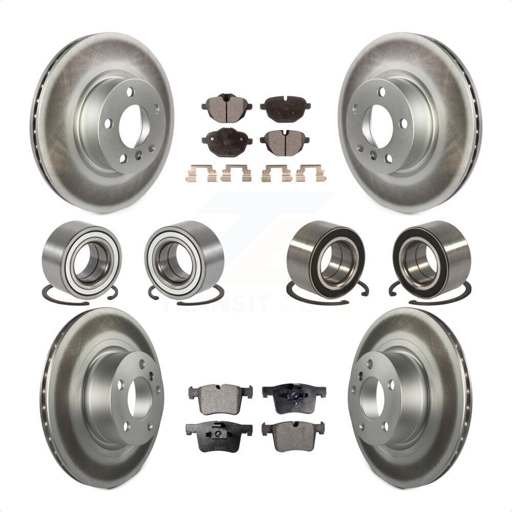 Front Rear Wheel Bearings Coated Disc Brake Rotors And Semi-Metallic Pads Kit (10Pc) For BMW X3 KBB-107928 by Transit Auto