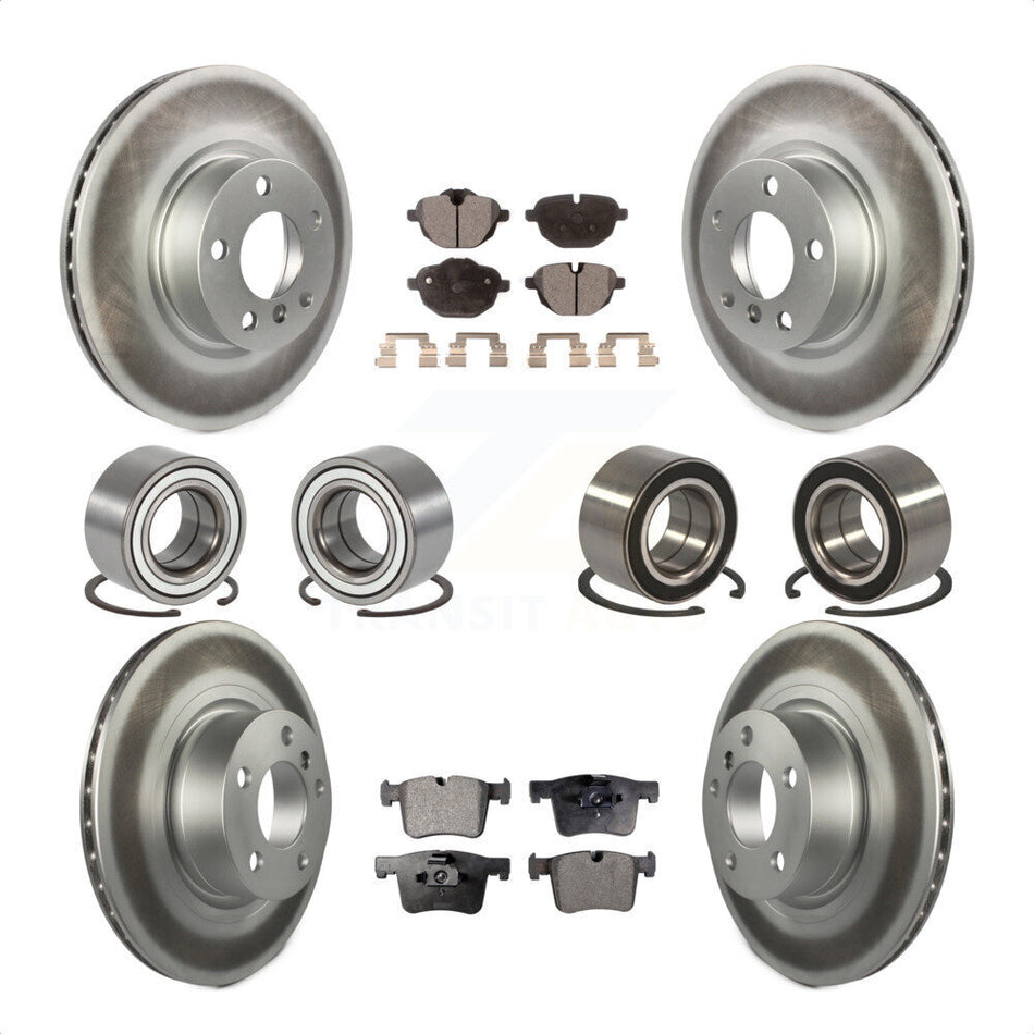 Front Rear Wheel Bearings Coated Disc Brake Rotors And Semi-Metallic Pads Kit (10Pc) For BMW X3 KBB-107928 by Transit Auto