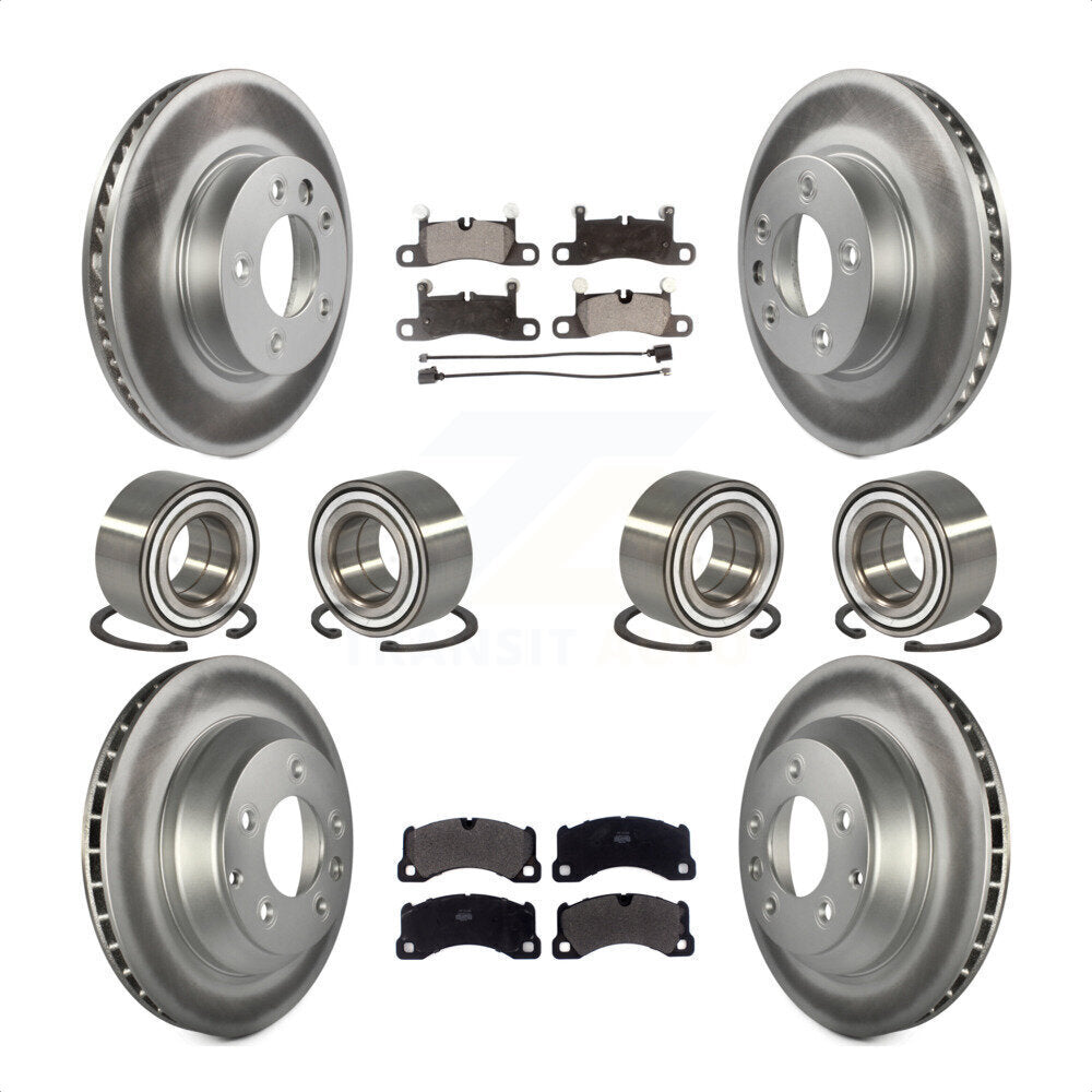 Front Rear Wheel Bearings Coated Disc Brake Rotors And Semi-Metallic Pads Kit (10Pc) For 2016-2017 Volkswagen Touareg KBB-107959 by Transit Auto