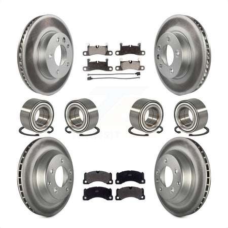 Front Rear Wheel Bearings Coated Disc Brake Rotors And Semi-Metallic Pads Kit (10Pc) For 2016-2017 Volkswagen Touareg KBB-107959 by Transit Auto