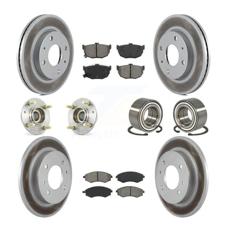 Front Rear Wheel Hub Bearings Assembly Coated Disc Brake Rotors And Semi-Metallic Pads Kit (10Pc) For Hyundai Elantra KBB-108004 by Transit Auto