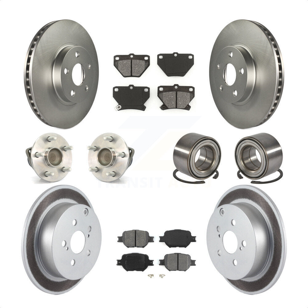 Front Rear Wheel Hub Bearings Assembly Coated Disc Brake Rotors And Semi-Metallic Pads Kit (10Pc) For Toyota Celica KBB-108066 by Transit Auto