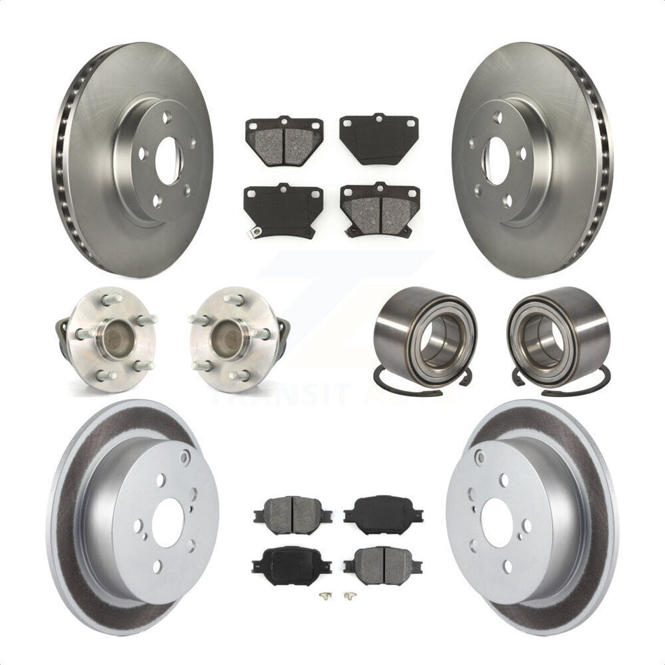 Front Rear Wheel Hub Bearings Assembly Coated Disc Brake Rotors And Semi-Metallic Pads Kit (10Pc) For Toyota Celica KBB-108066 by Transit Auto